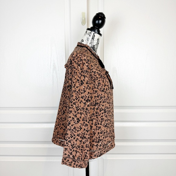 J. Crew Point Sur Blossom Print Silk Popover Blouse - Picture 3 of 7